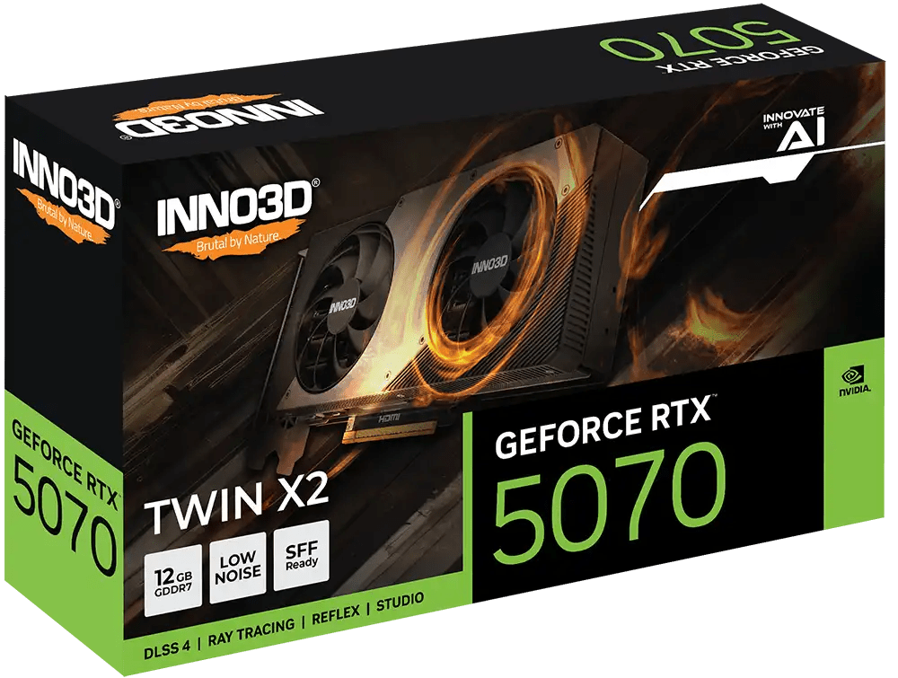 INNO3D GeForce RTX 5070 TWIN X2 Graphic Card | N50702 - 12D7 - 195064N - 8886307700346 - Vektra Computers LLC INNO3D GeForce RTX 5070 TWIN X2 Graphic Card | N50702 - 12D7 - 195064N - 8886307700346 - Vektra Computers LLC
